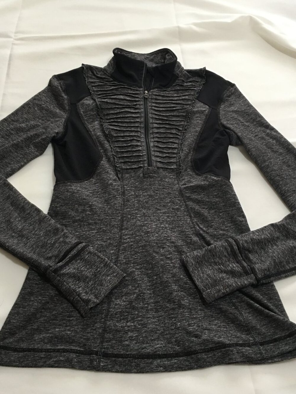Lululemon Run Your Heart Out Pullover 1/2 Zip Jacket Heathered Gray Black Sz 4